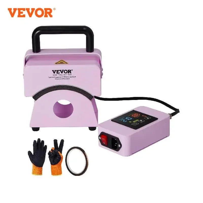 Hat Press Machine Mini Hat Heat Press for Caps Cap Heat Press Machine Safety Base and Glove Automatic Shut-Off Purple
