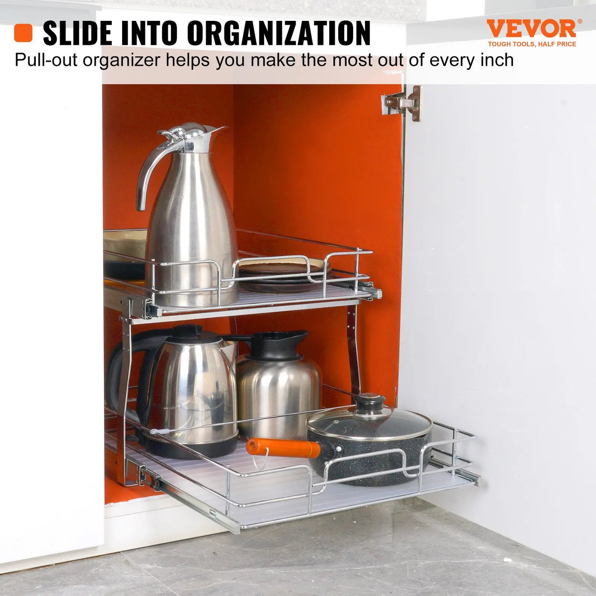 Pull Out Cabinet Organizer,Heavy Duty Slide Out Pantry Shelves,Steel Roll Out Drawers,Sliding Drawer Storage for Home
