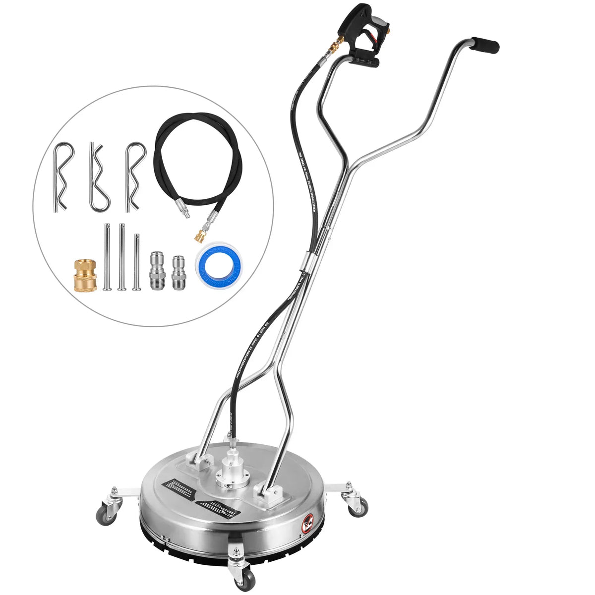 18-24 Inch Flat Surface Cleaner W/ 3 Nozzle Stainless Steel 4000PSI Pressure Washer Rotating Flat Surface Cleaning Machine