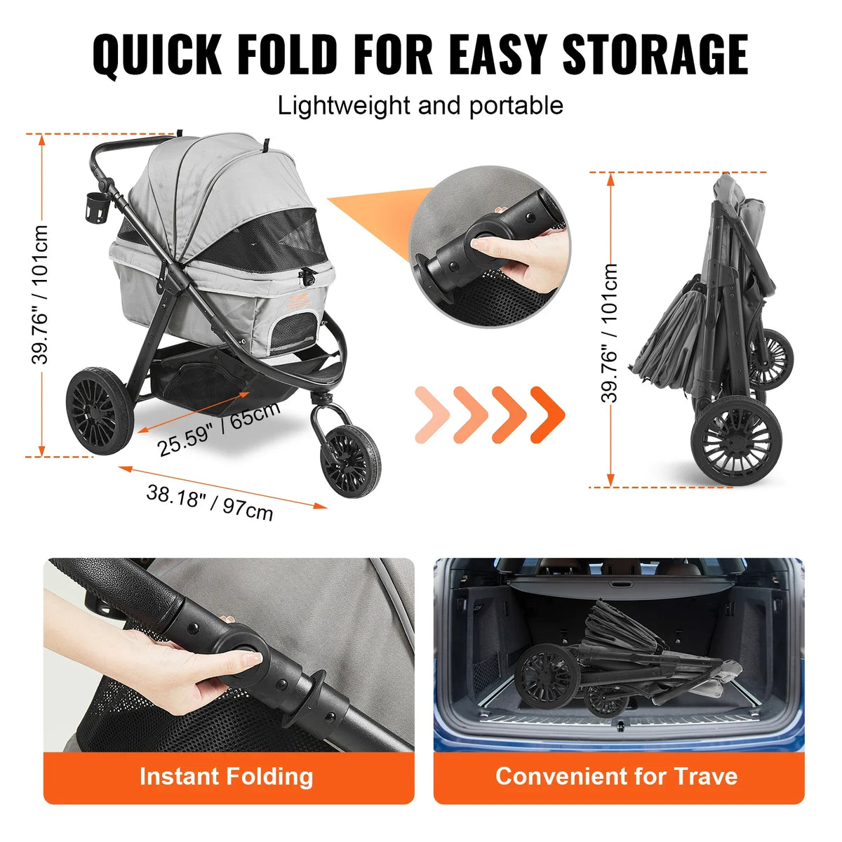 Pet Stroller Rotate Dog Stroller with Puppy Strollers Portable Foldable Trolley for Small to Medium Sized Dogs Outdoor