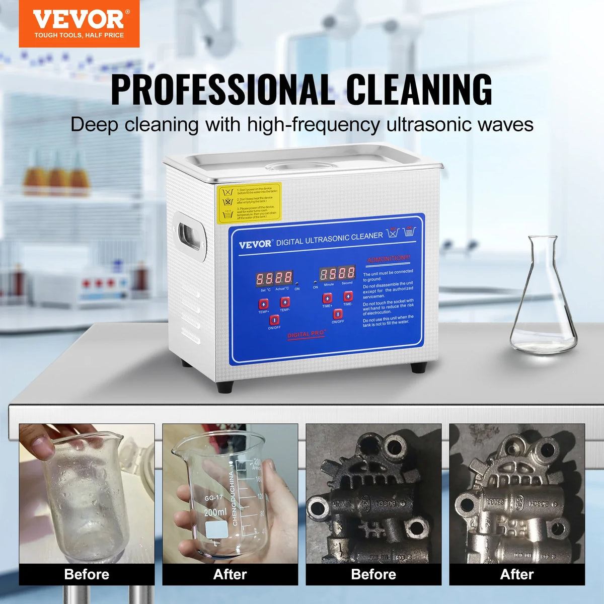 3L Ultrasonic Cleaner Machine Stainless Steel Ultrasonic Cleaning Machine Digital Heater Timer Jewelry Cleaning for Home