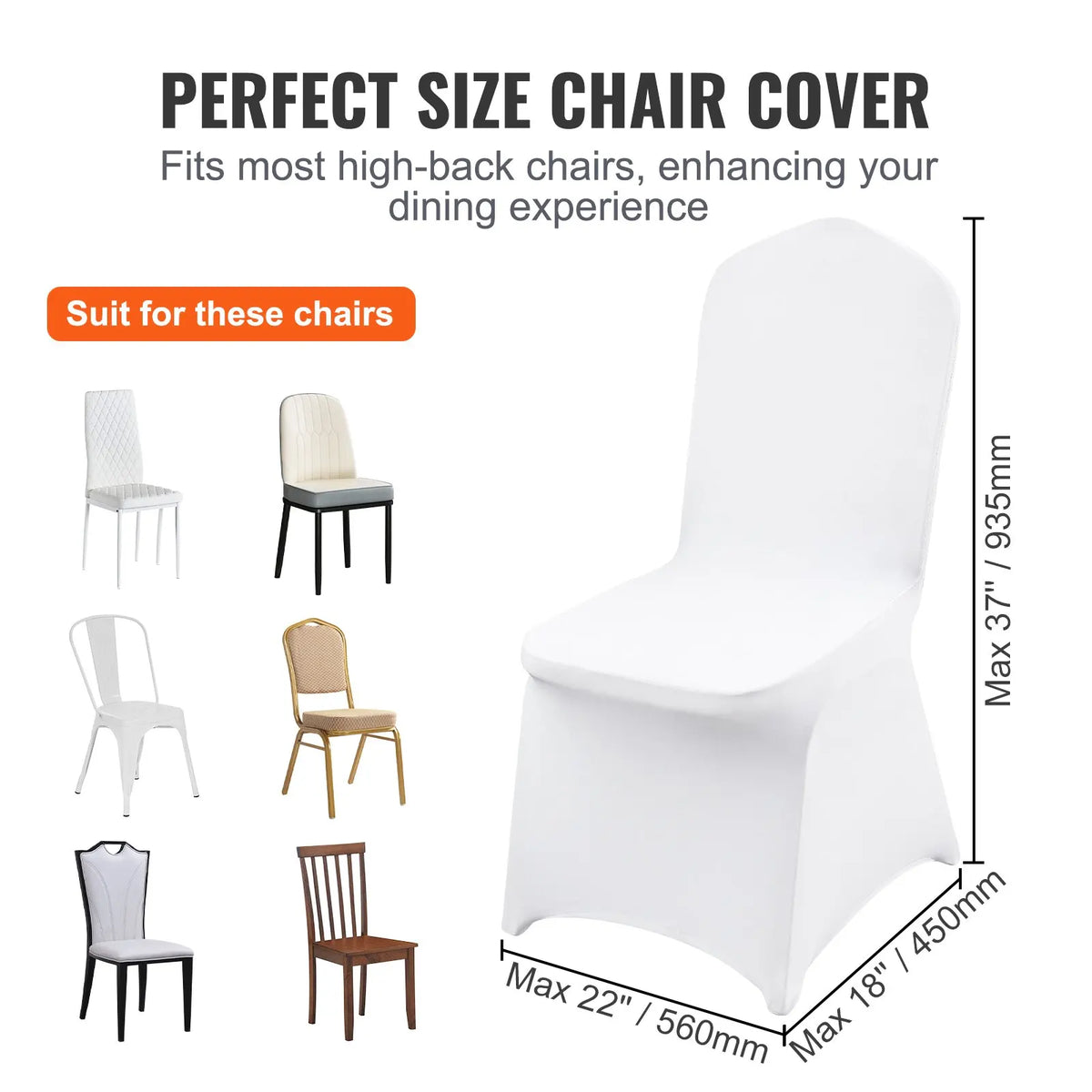 Stretch Spandex Chair Covers, Universal Washable Slipcovers for Weddings Parties Events50-150 Pack Fitted Protective Cover
