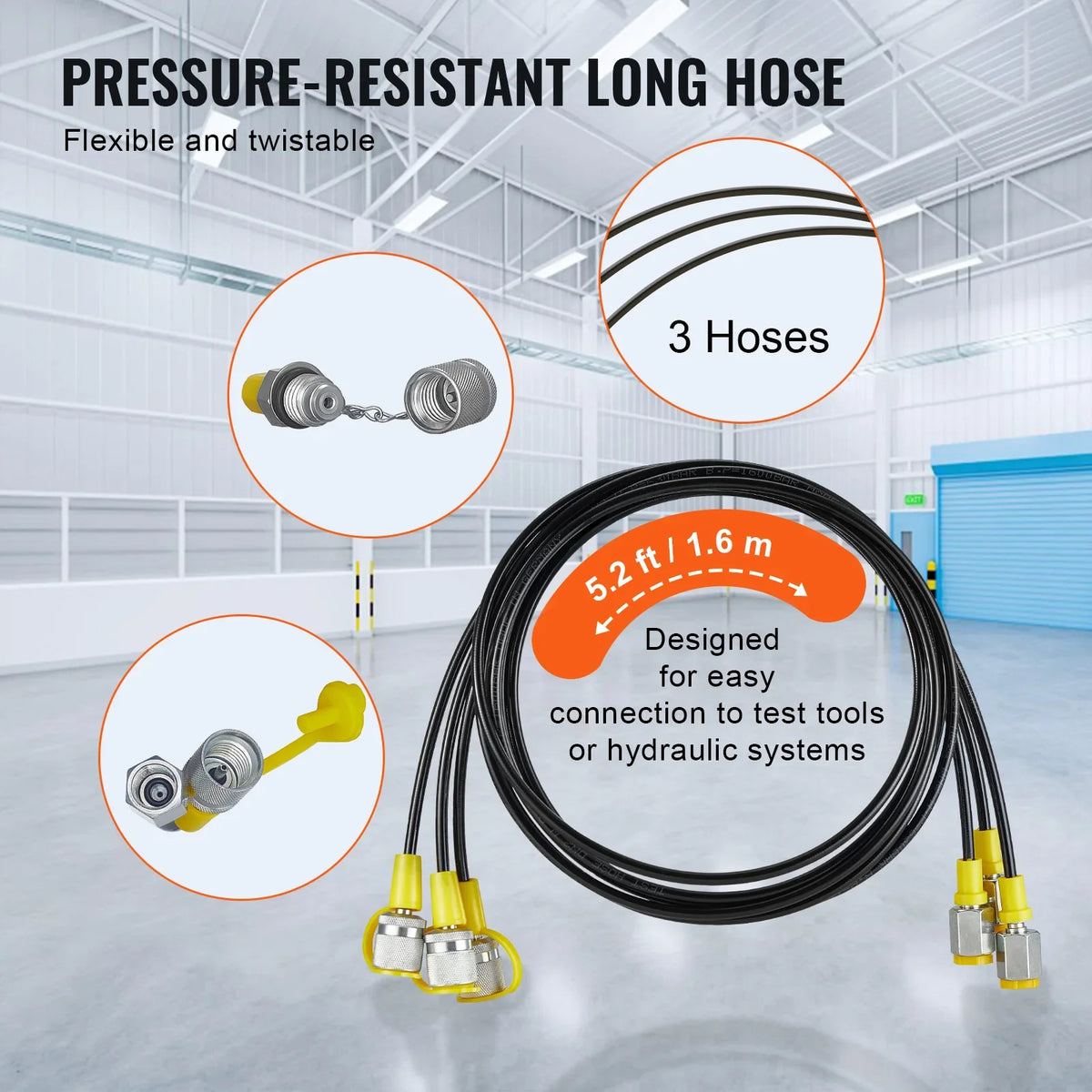 Hydraulic Pressure Test Kit 250/400/600bar 3Gauges 6 Test Couplings 3 Test Hoses Excavator Hydraulic Test Gauge Set 
TKS-2