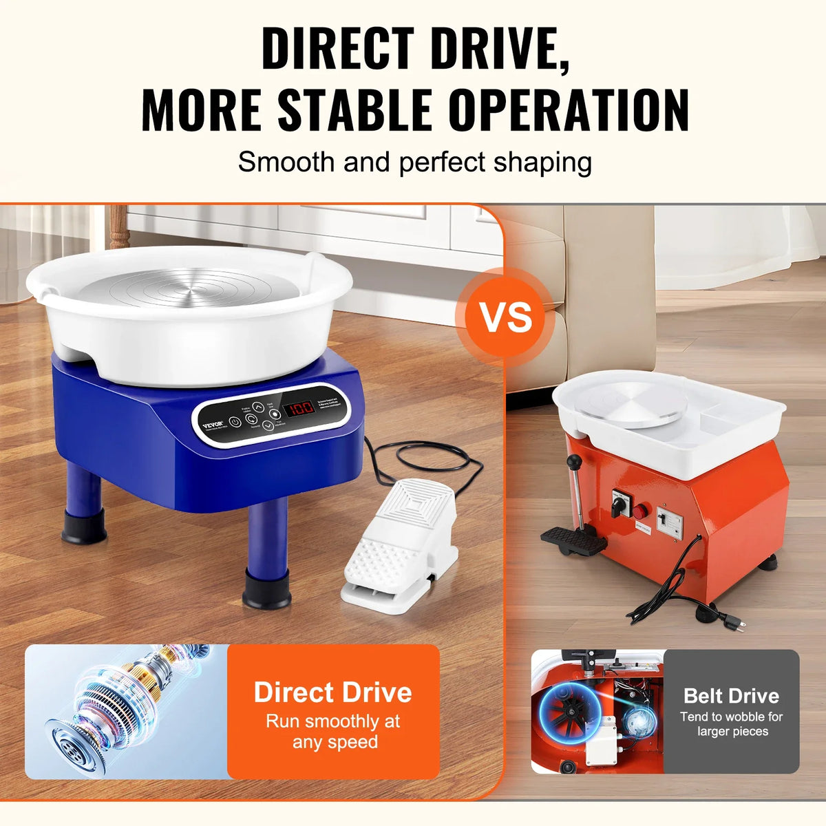 Pottery Wheel 11inch 450W Electric Wheel Pottery Forming Machine with Foot Pedal and LCD Touch Screen for DIY Art Craft