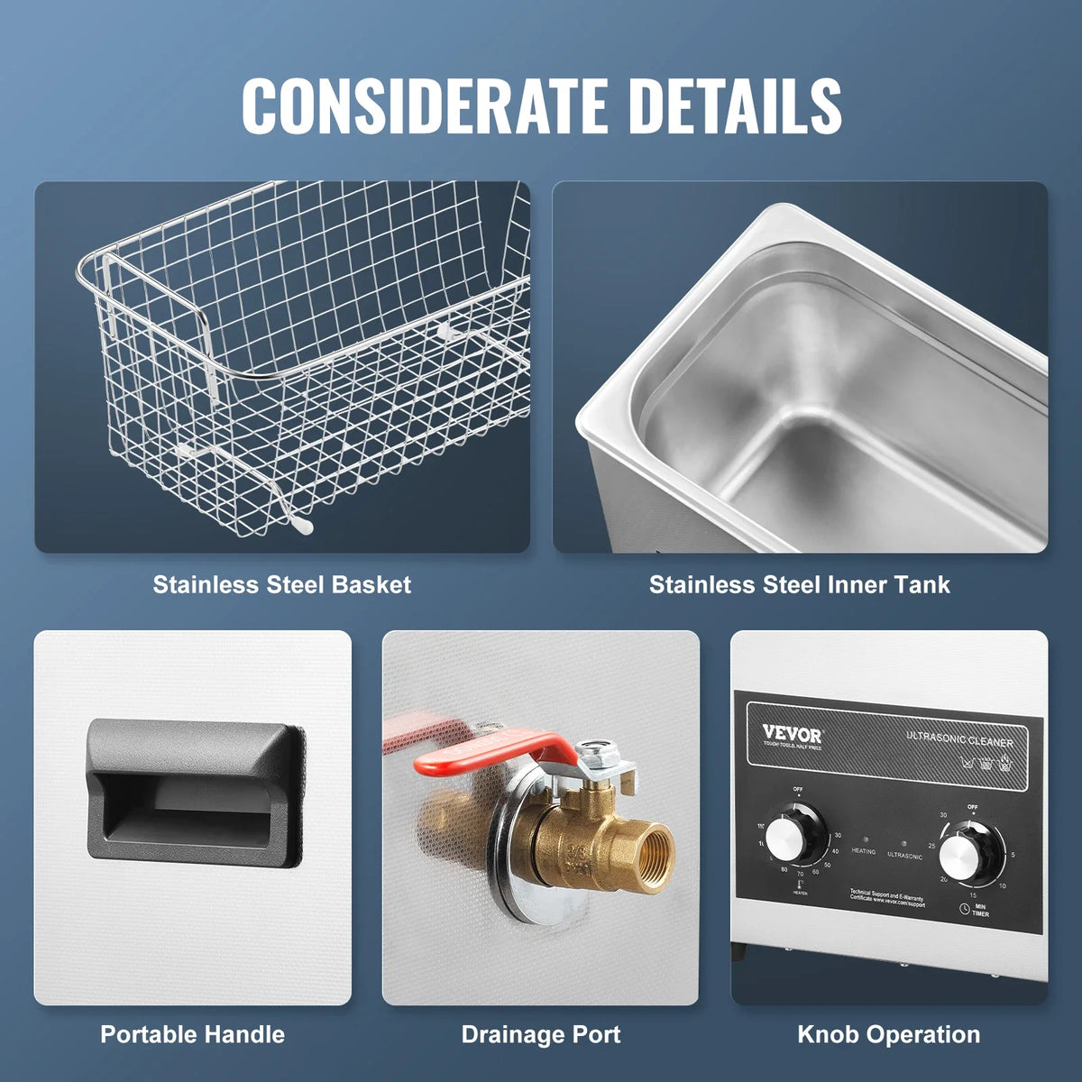 6L Ultrasonic Cleaner with Heater Timer & Basket, Professional Digital Sonic Cavitation Machine, 180W Cleaning Machine