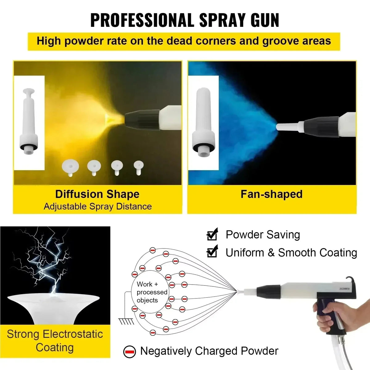 Powder Coating Gun Machine WX-958 Electrostatic Spray Powder Coating Machine 50W 45L Spraying Gun Paint Powder Coating
