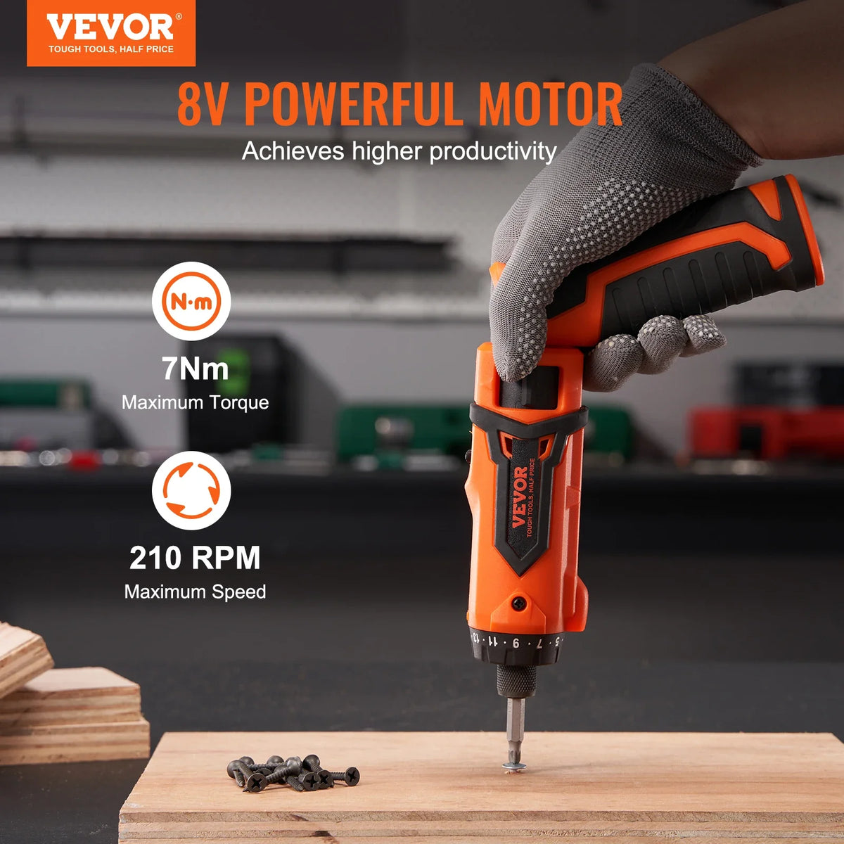 Cordless Screwdriver 8V 7Nm Electric Screwdriver Rechargeable Set with 82 Accessory Kit and Charging Cable LED Light