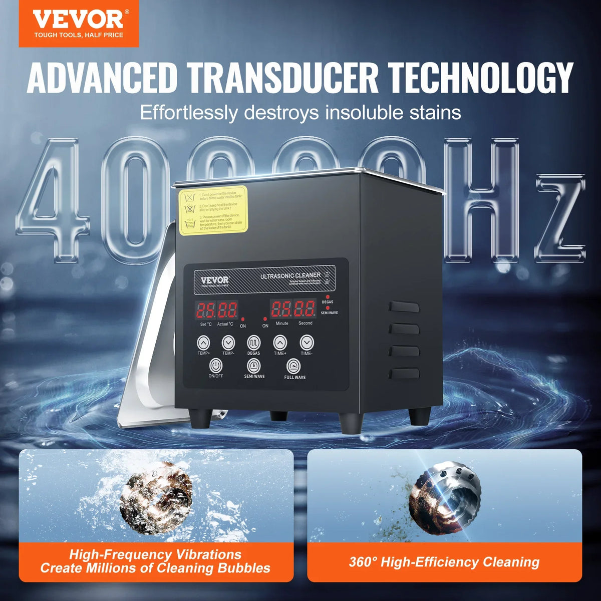2L Ultrasonic Cleaner w/Timer & Heater 60W 40kHz Digital Ultrasonic Cleaning Machine w/Upgraded Degassing & Gentle Mode