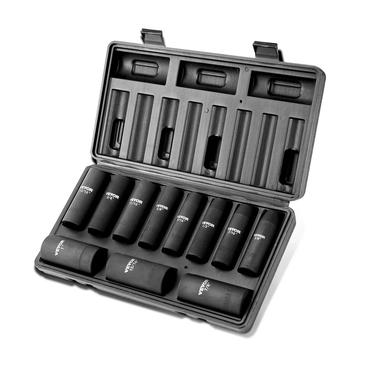 1/2" Drive Impact Socket Set, 11 Piece Deep Socket Set SAE 3/8"-1", 6 Point CR-V Alloy Steel for Auto Repair