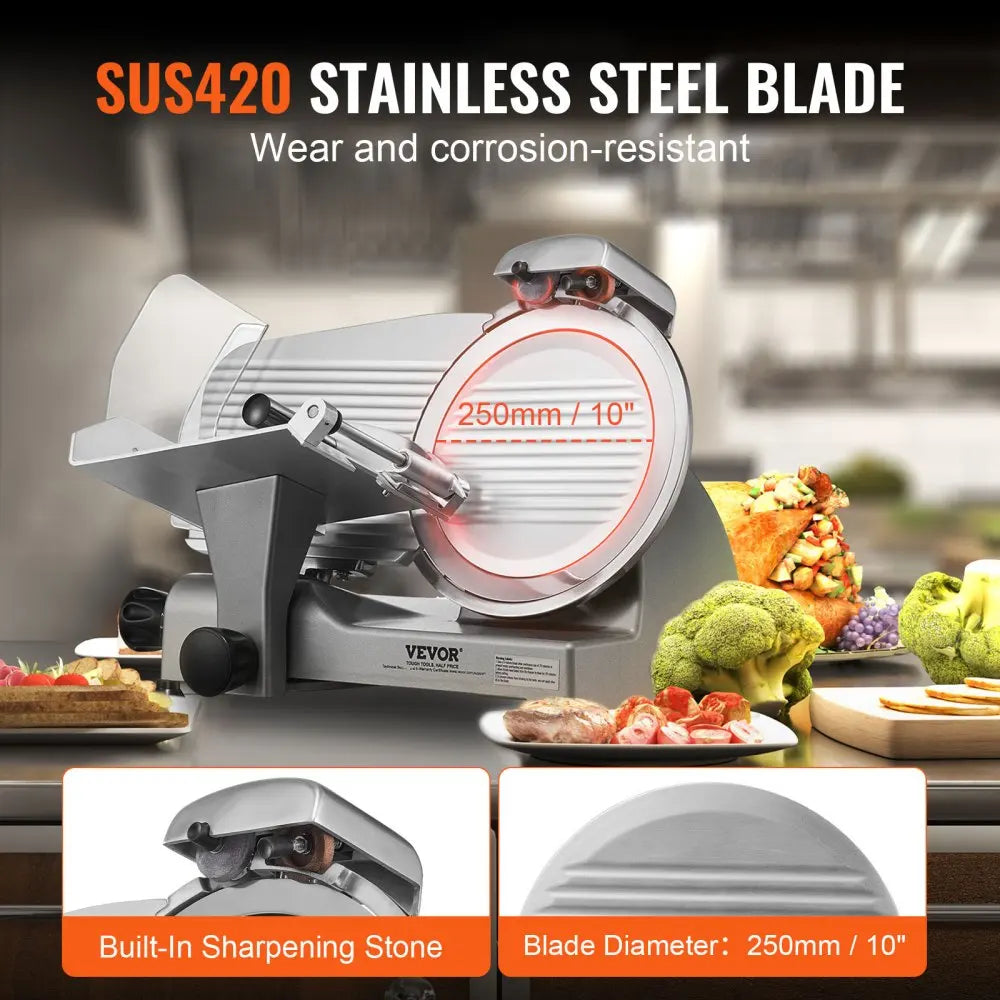 Meat Slicer  Electric Deli Food Slicer with   SUS420 Stainless Steel Blade and Built-in Sharpening Stone
