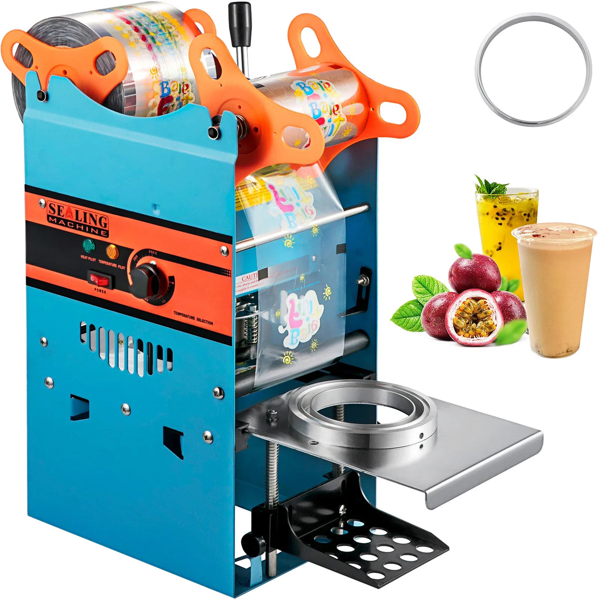 Manual Cup Sealing Machine 300-500 Cups/Hour Accurate Control Panel Heavy Duty for 90/95 MM Diameter Drinks Cup Sealer