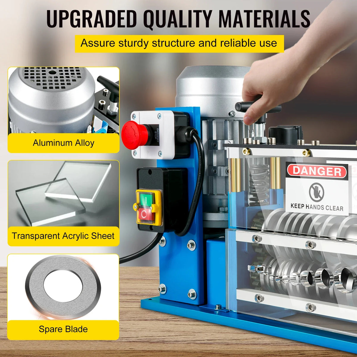 Electric Wire Stripping Machine Cable Stripper 1.5-38 mm 11 Channels & 10 Blades 75 ft/Minute for Recycling Copper Wire