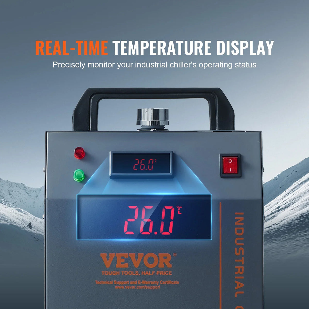 Industrial Water Chiller,CW-3000,80W Air-Cooled Industrial Water Cooler Cooling System w/12 L Water Tank Capacity 12 L/min