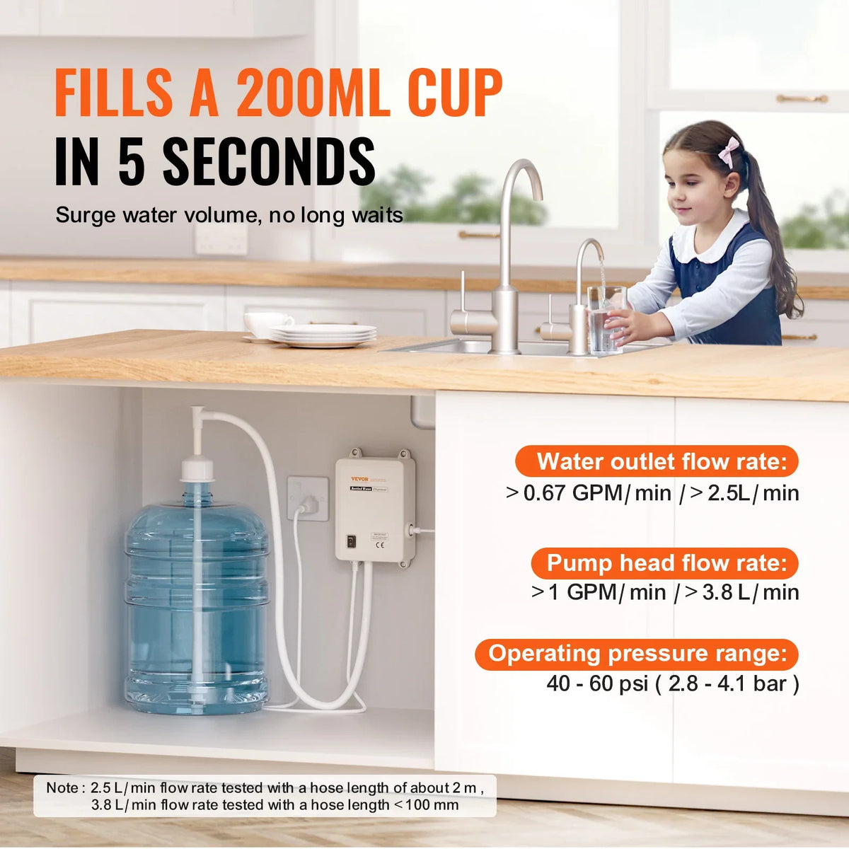 Water Pump System 5 Gallon Bottles Automatic Electric Dispenser Single Inlet Suitable for Coffee/Tea Appliances Fridges