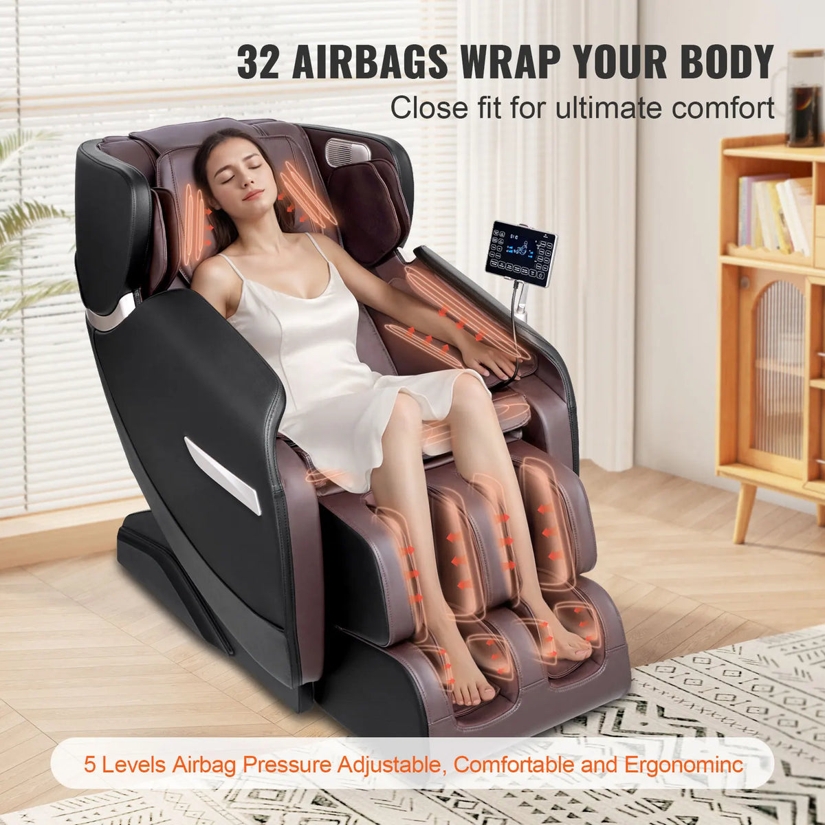 Massage Chair - Full Body Zero Gravity Chair with Multiple Automatic Modes, 3D Shiatsu, Heating, Bluetooth Speaker, Airbag