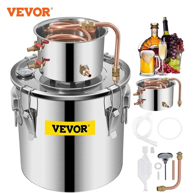 12-30L Water Alcohol Distiller Copper Wine Making Boiler Home DIY Brewing Distilling Kit for Fruit Wine, Water, Brandy