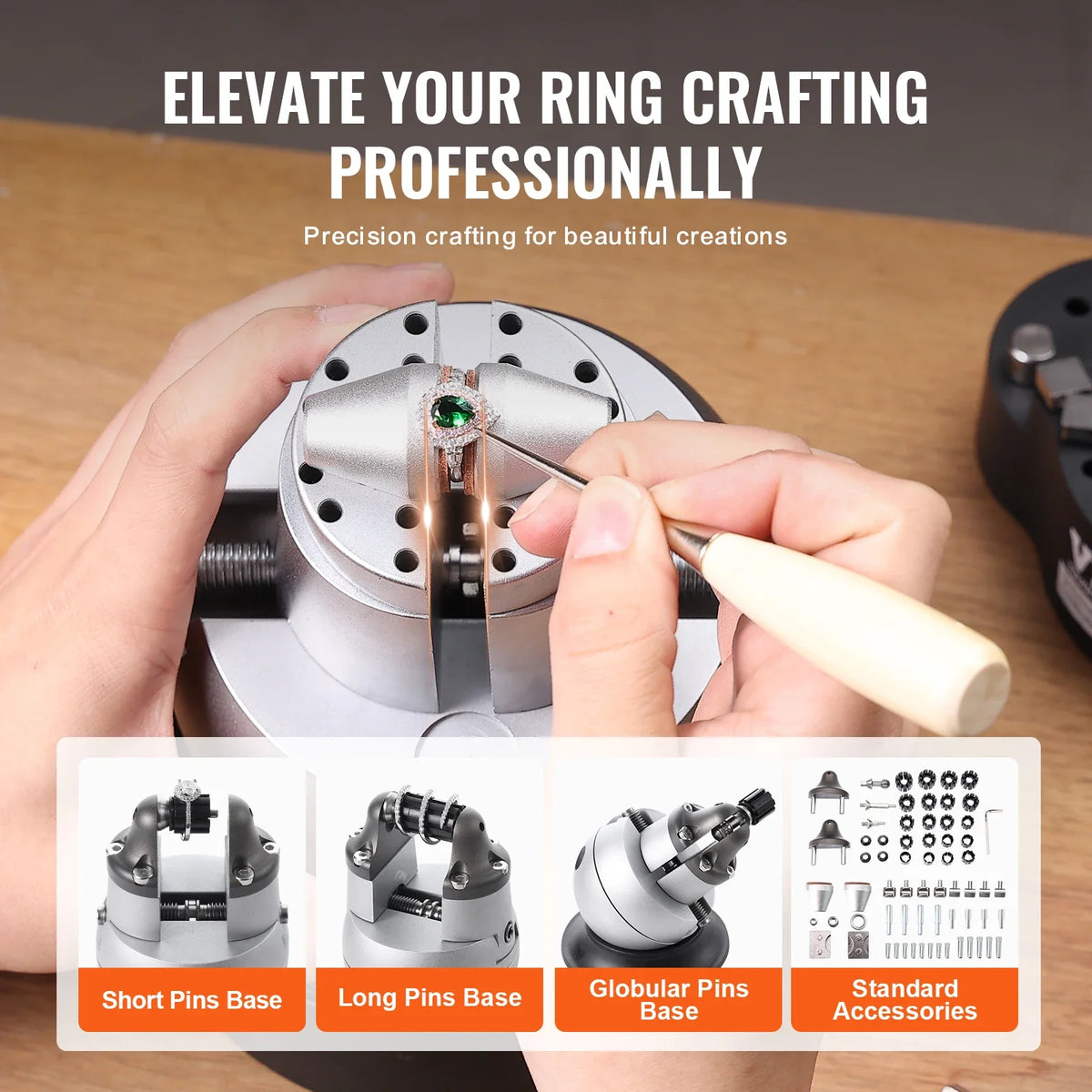 Ball Vise 5" Engraving Setting Tool 360° Rotation Engraving Block Vise W/69PCS Attachment Block Tools for Gemstone Inlay