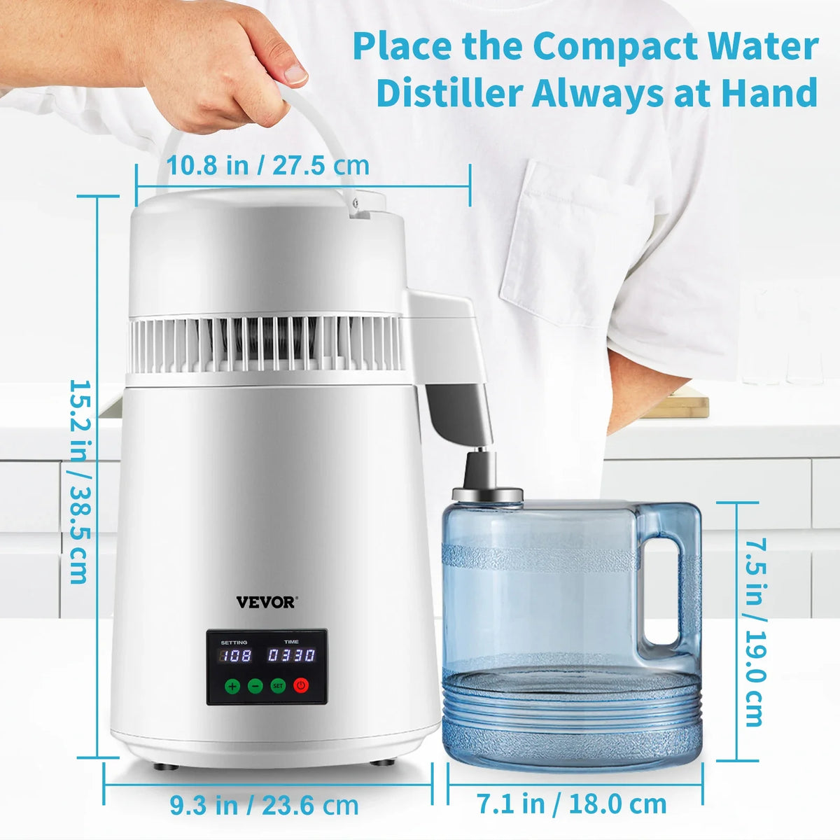 4L Water Distiller Purifier Filter 1 L/H Distilling Speed Dispenser Drinking Bottle Softener Touch Screen Home Appliance