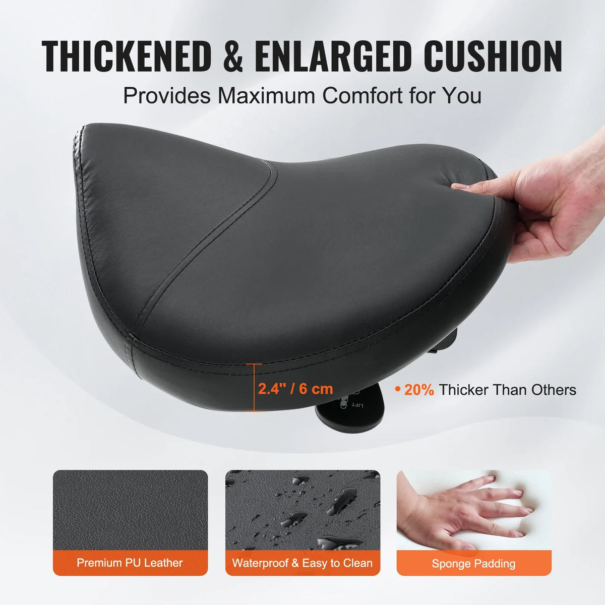 Ergonomic Saddle Stool with 5 Swivel Casters 360° Rotation 20.1-28 in Height Adjustable Round Stool for Bar Salon Office
