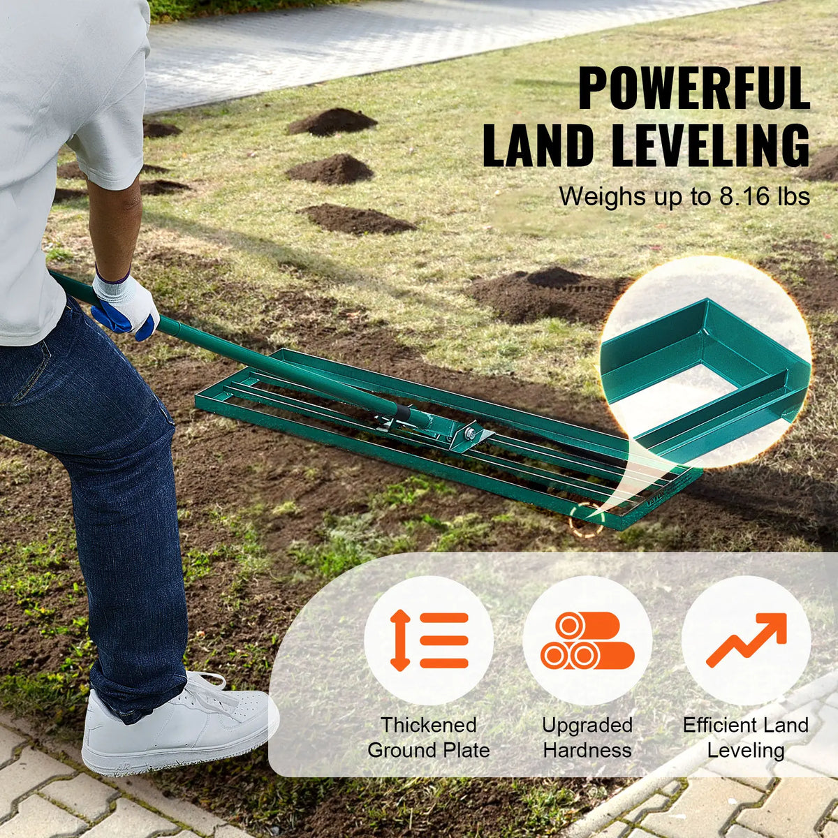 Lawn Leveling Rake Heavy-duty Lawn Leveler with Extended Handle Yard Lawn Tool Leveling Rake Suit for Garden Golf Lawn Far