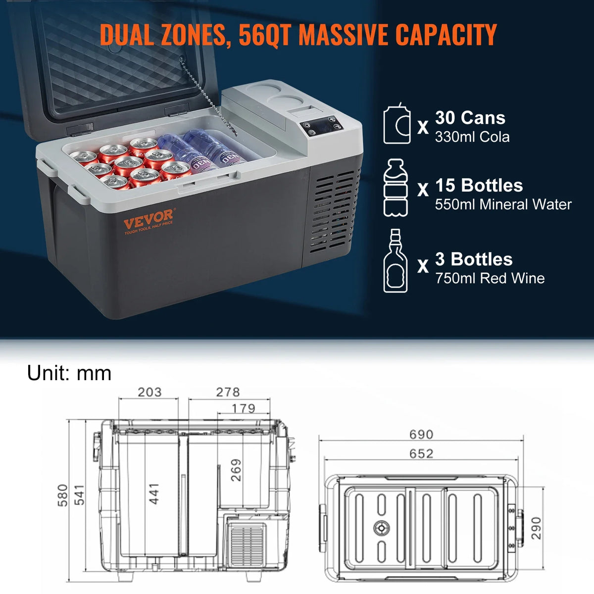 20L Portable Car Refrigerator Freezer Compressor Ice Box 21Qt Single Zone Mini Fridge Cooler for Car Home Outdoor Trval