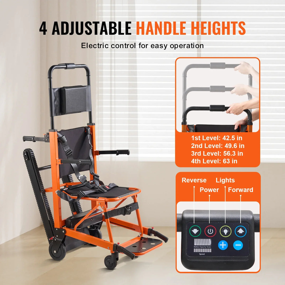 450 lbs Electric Stair Climbing Chair Foldable Emergency Stair Lift Wheelchair with Battery Operated for Elderly Disabled