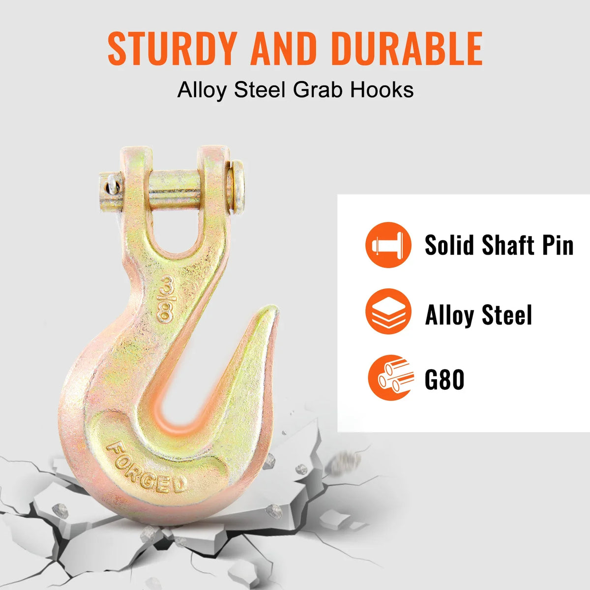 Transport Binder Chain, 4900/7100 lbs Working Load Limit, 3/8'' x 20' 5/16'' x 20' G80 Tow Chain Tie Down with Grab Hooks