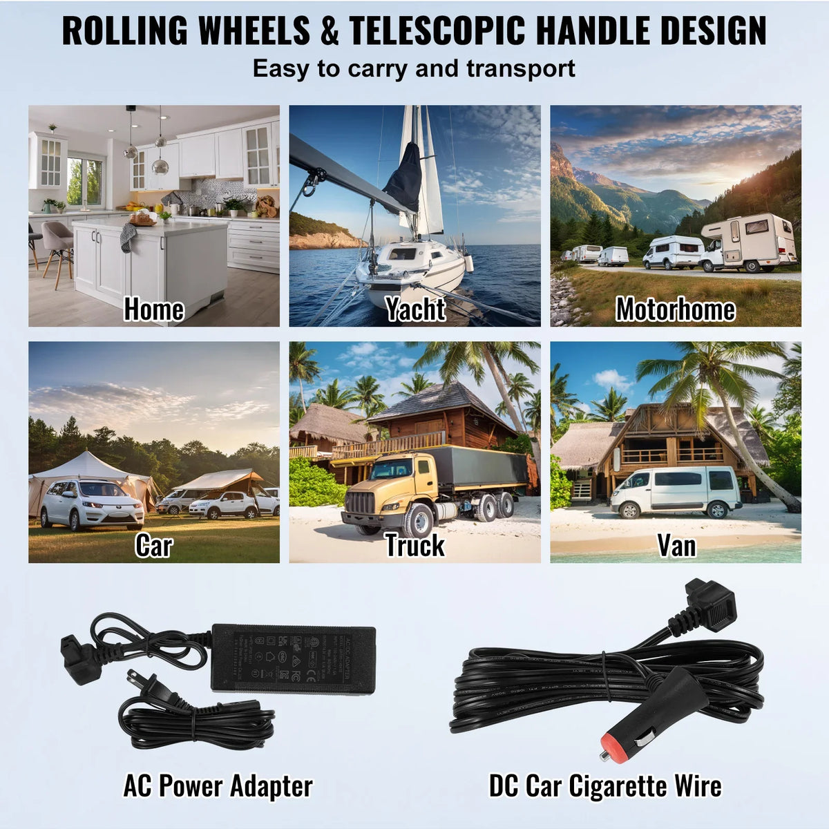 50L Car Refrigerator, 12V Car Fridge,Dual Zone Portable Freezer, -4℉-68℉ Adjustable, Compressor Cooler for Home, Outdoor