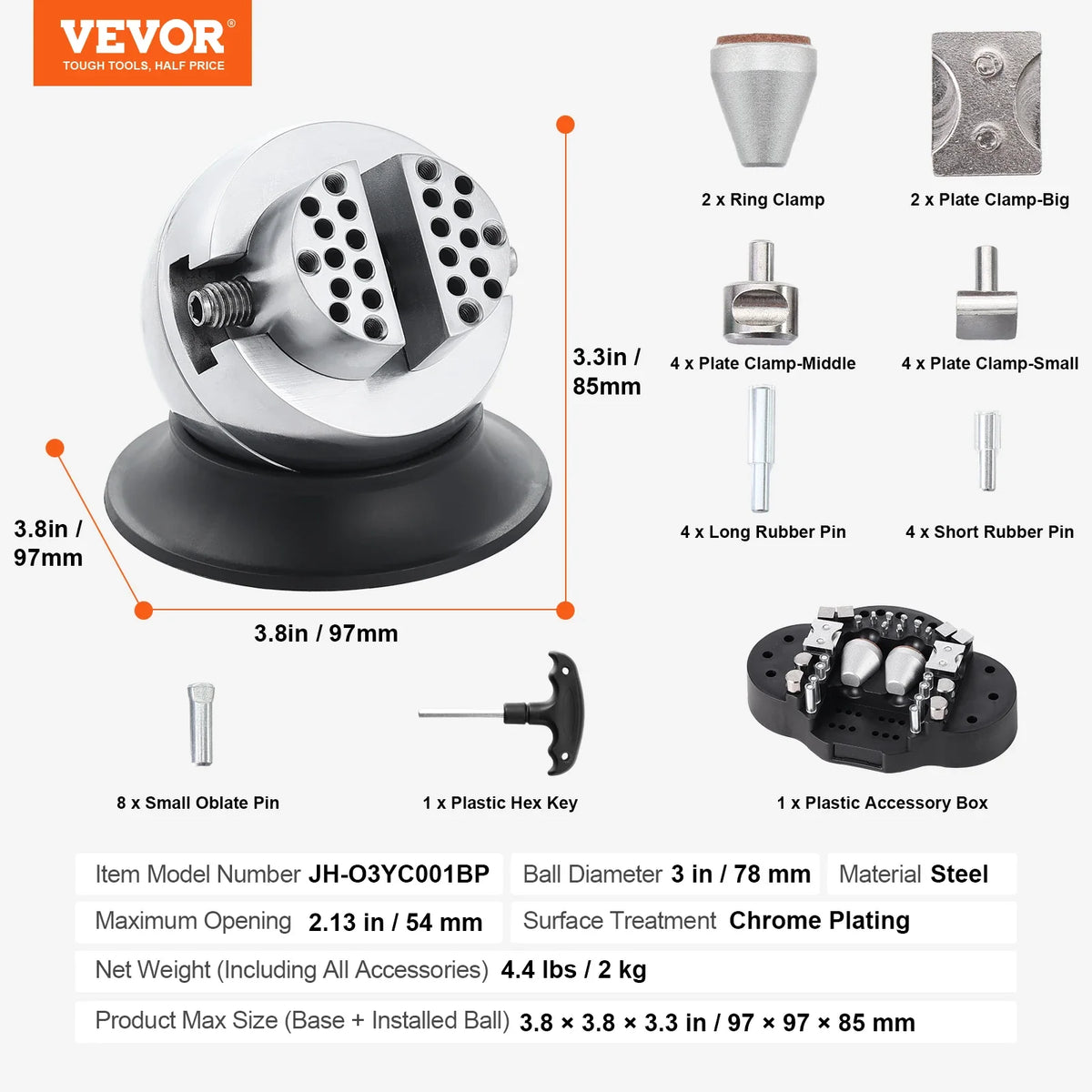 2Kg Mini Engraving Ball Vise Full Set 3inch Jewelry Equipment Diamond Stone Block Ring Adjustable Carving Setting Tools
