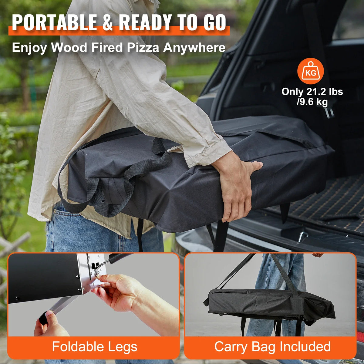 Outdoor Pizza Oven 12in Pellet & Charcoal Fired Maker, Portable Outside Stainless Steel Grill for Backyard Party Camping
