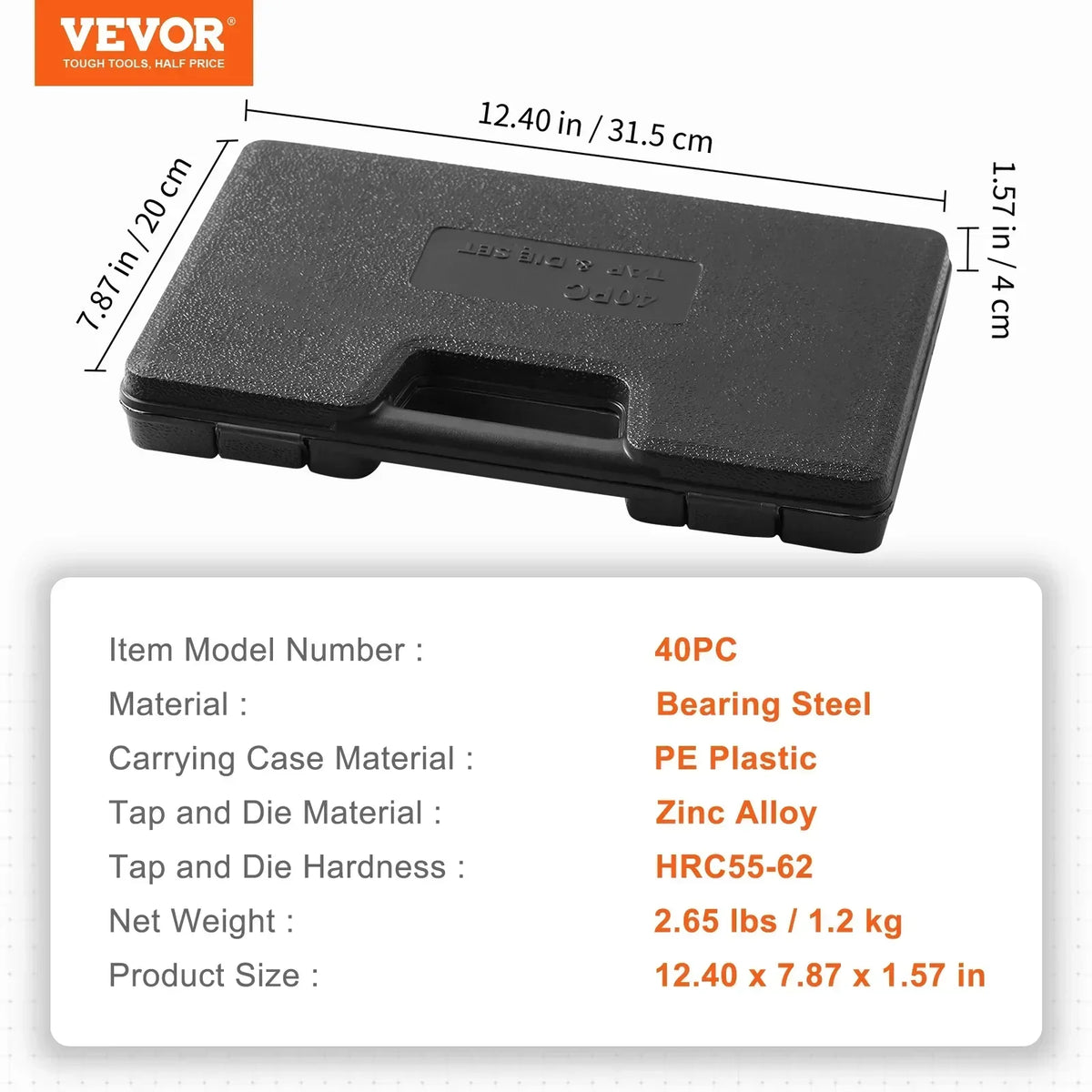Tap and Die Set 40PCs 60PCs 80PCs 110PCs Metric or SAE Standard Bearing Steel Taps and Dies Essential Threading Tool