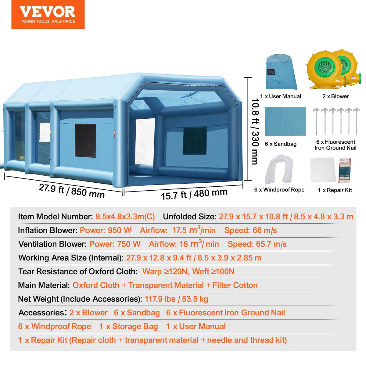Inflatable Paint Booth Inflatable Spray Booth with Powerful Blowers and Air Filter System Portable Car Paint Booth