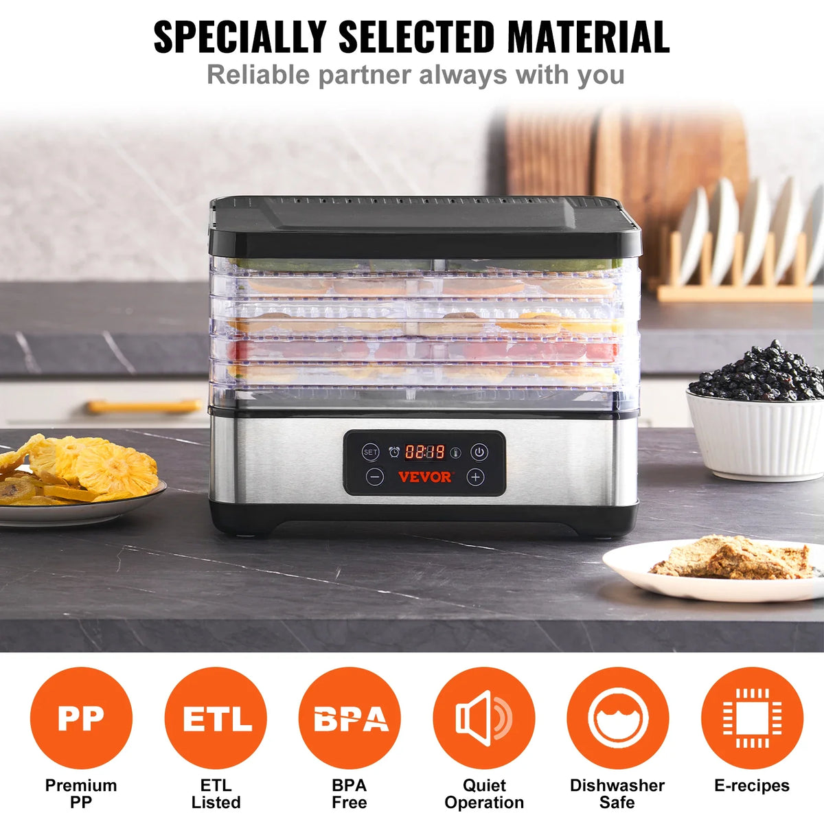 Food Dehydrator Machine, 5/6/10 Tray Fruit Dehydrator Electric Food Dryer for Jerky, Herb Meat, Beef, Fruit, Dog Treats