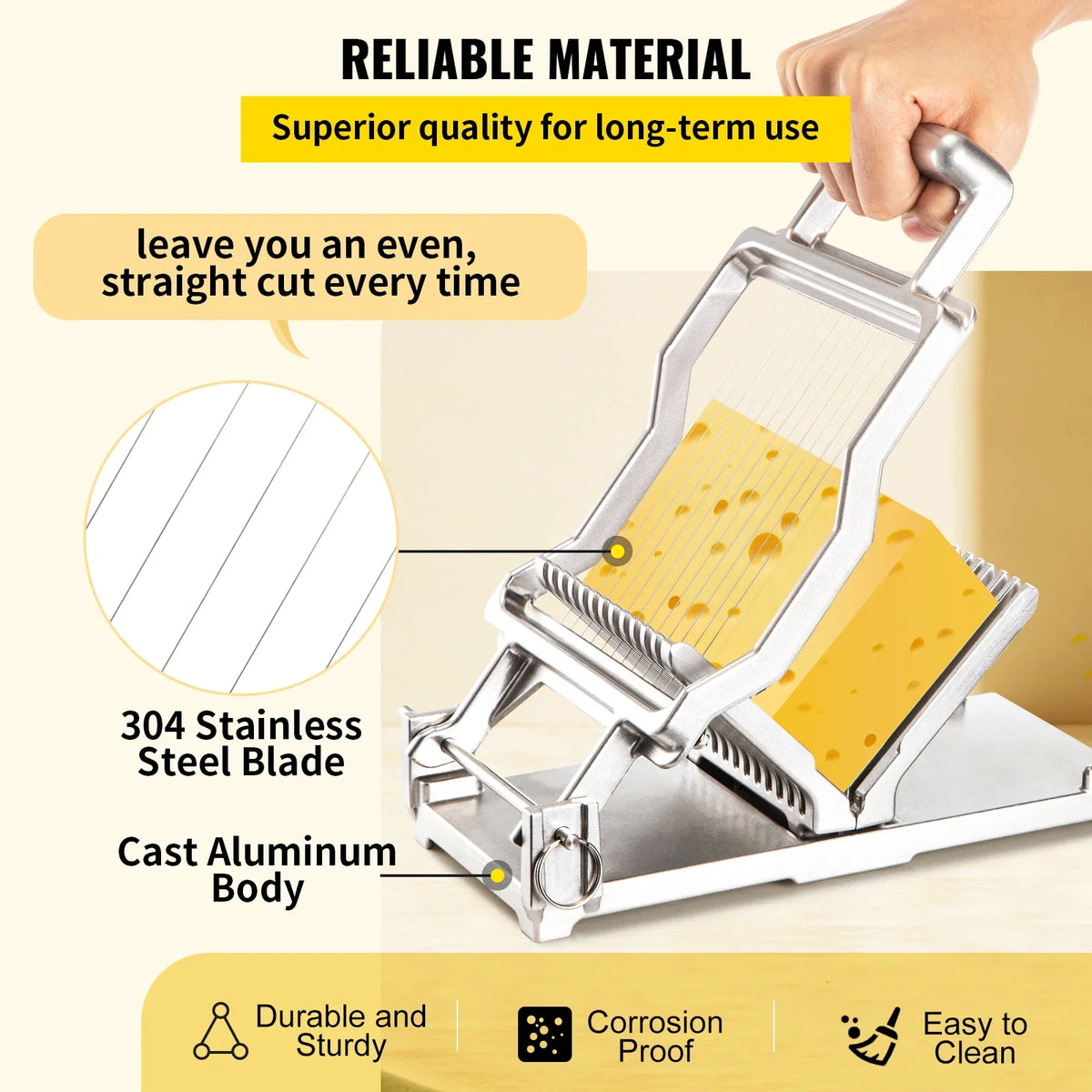 Cheese Cutter with 304 Stainless Steel Wire Butter Cutting Blade Commercial Cheese Slicer for Kitchen Cooking Baking Tool