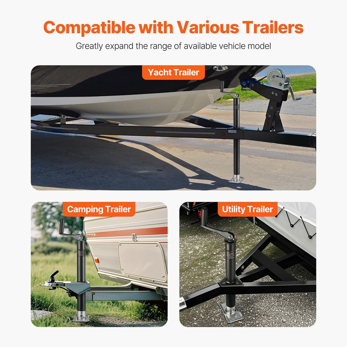 A-Frame Trailer Jack, 2000 lbs Dynamic Load Capacity, Trailer Jack Stand with Handle & Rectangular Footpad, 15-inch Vertical Travel, Suitable for RV, Horse, Utility Trailers, Yacht Trailers
