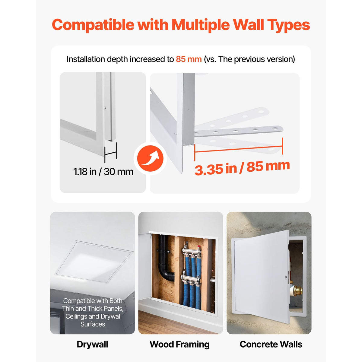Access Panel for Drywall, 25.2 x 25.2 in Galvanized Steel Access Door, Easy Install Hinged Service Panel with Key, for Ceiling Plumbing Electrical, 24.4 x 24.4 in Cutout Size, White