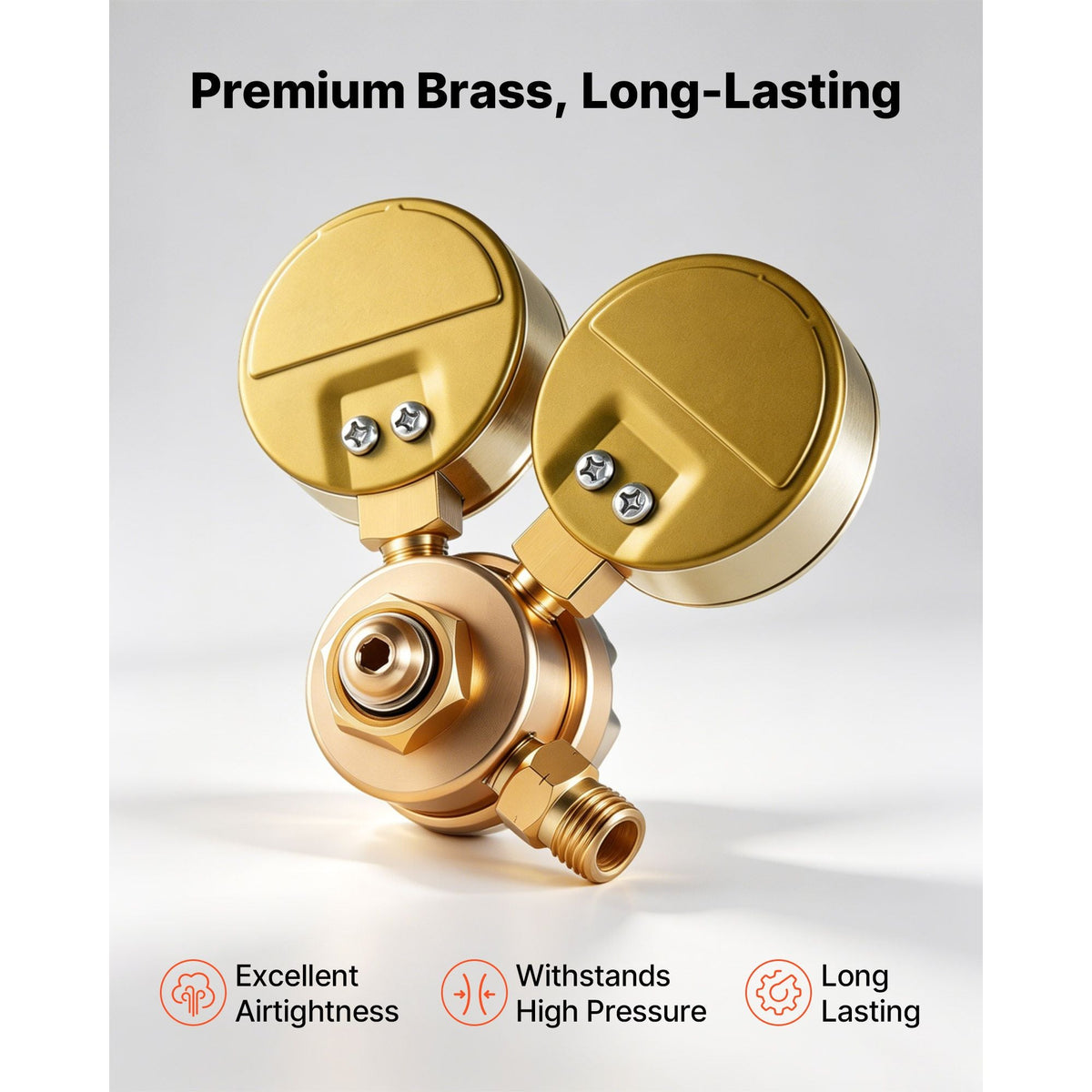 Acetylene Regulator, Precise Acetylene Regulator, 0-400PSI Welding Gas Gauge with CGA-200 Inlet Connection & 9/16"-18 LH Outlet Connection, T-Handle Adjustment