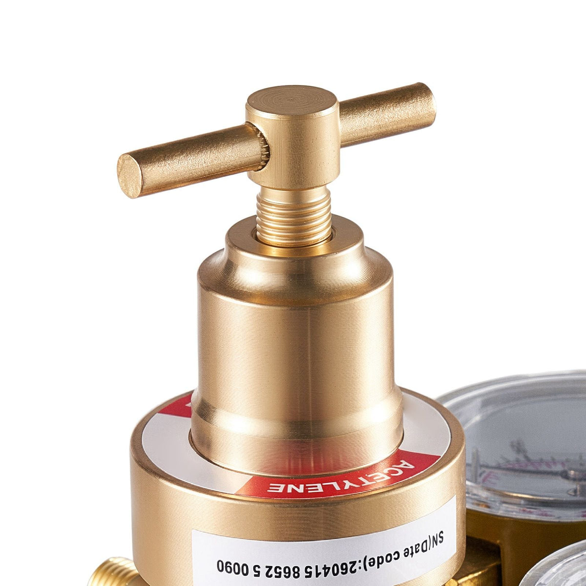 Acetylene Regulator, Precise Acetylene Regulator, 0-400PSI Welding Gas Gauge with CGA-200 Inlet Connection & 9/16"-18 LH Outlet Connection, T-Handle Adjustment