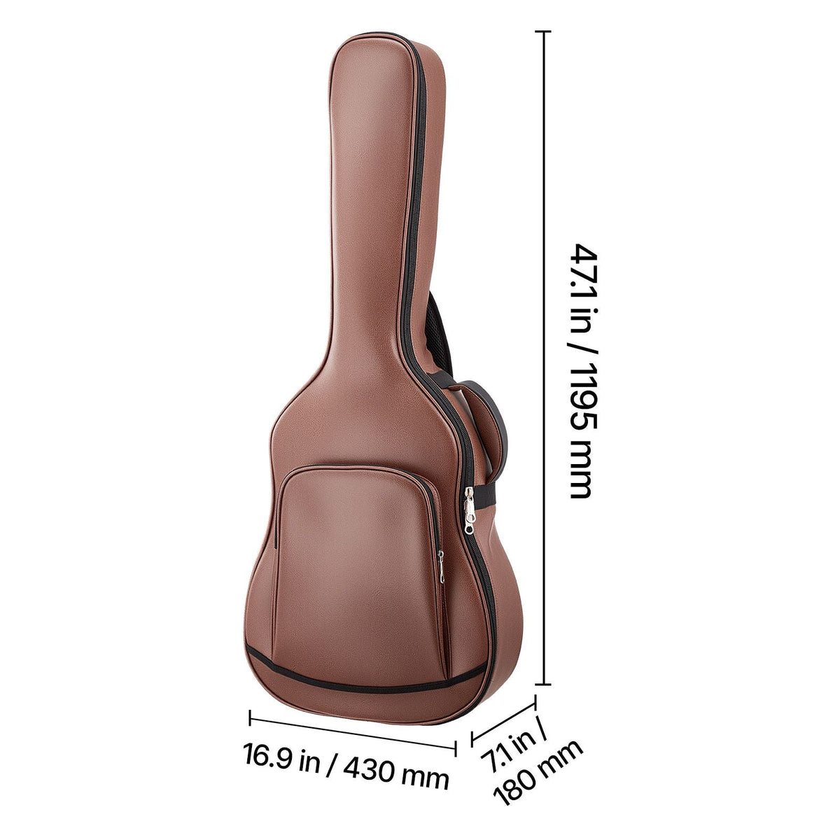 Acoustic Guitar Hard Case, 47.1 Inch, Hard-Shell Protective Travel Carrying Case with Accessory Compartment, Foam Padding, Portable Handle, Shoulder Straps, for 41 Inch Acoustic Guitars, Brown