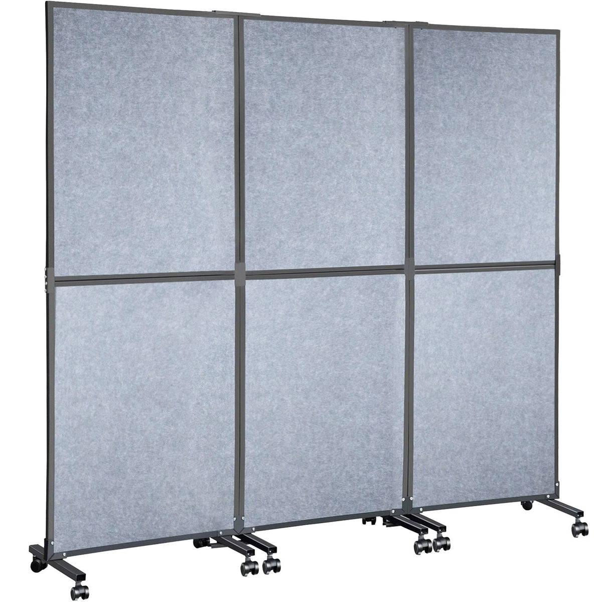 Acoustic Room Divider 72\" x 66\" Office Partition Panel 3 Pack Office Divider Wall Light Gray Office Dividers Partition Wall Polyester & 45 Steel Cubicle Wall Reduce Noise and Visual Distractio