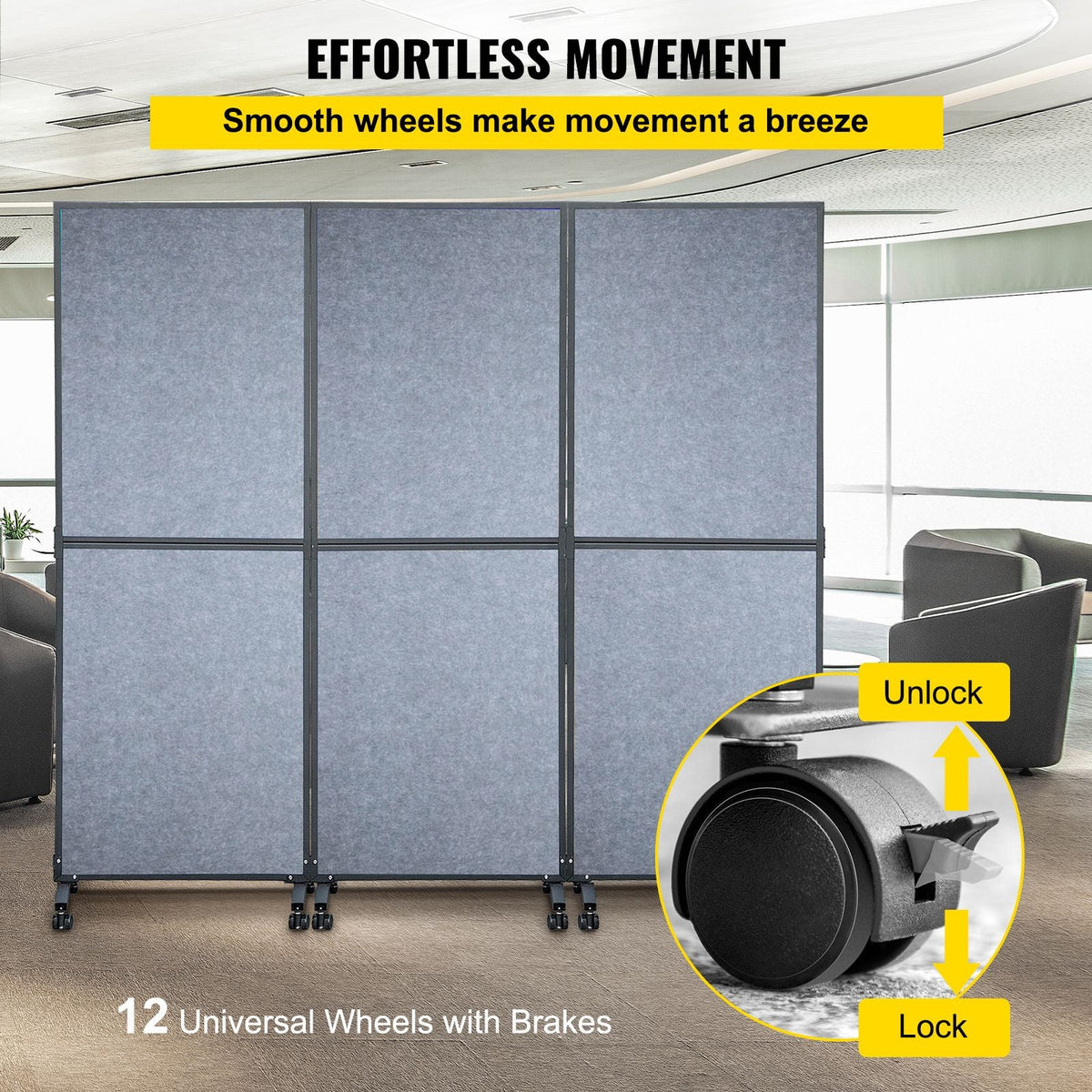 Acoustic Room Divider 72\" x 66\" Office Partition Panel 3 Pack Office Divider Wall Light Gray Office Dividers Partition Wall Polyester & 45 Steel Cubicle Wall Reduce Noise and Visual Distractio
