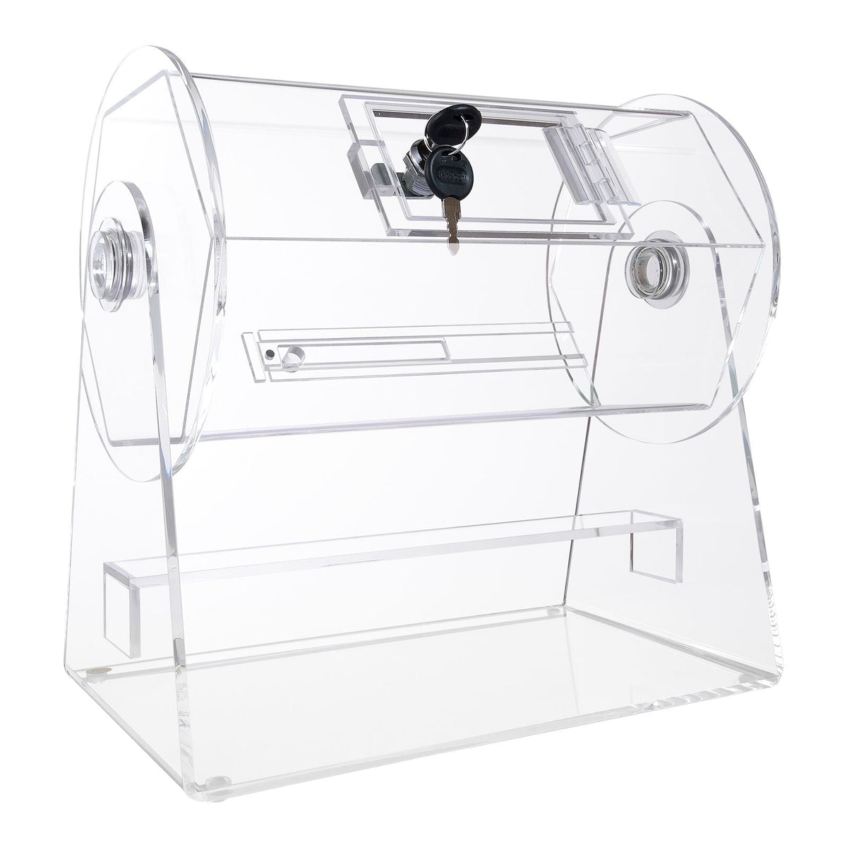Acrylic Raffle Drum, Professional Raffle Ticket Spinning Cage with 2 Keys, Transparent Lottery Spinning Drawing, Holds 2500 Tickets or 100 Raffle Balls,Raffle Ticket Box for Lottery Games Bingo
