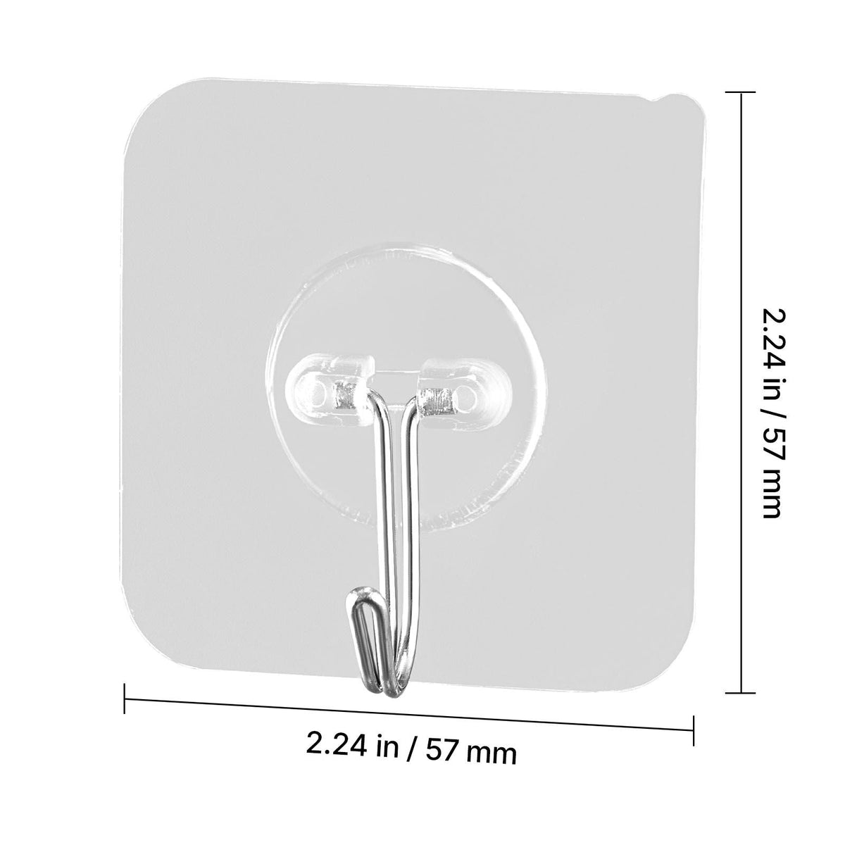 Adhesive Hooks, 12 Pack Self-Adhesive Towel Coat Hooks, Heavy-Duty Wall Hook Hold 15 lbs (Max), Stainless Steel Sticky Hanger, for Bathroom, Kitchen, Hanging Towel, Coat & Keys (Transparent)