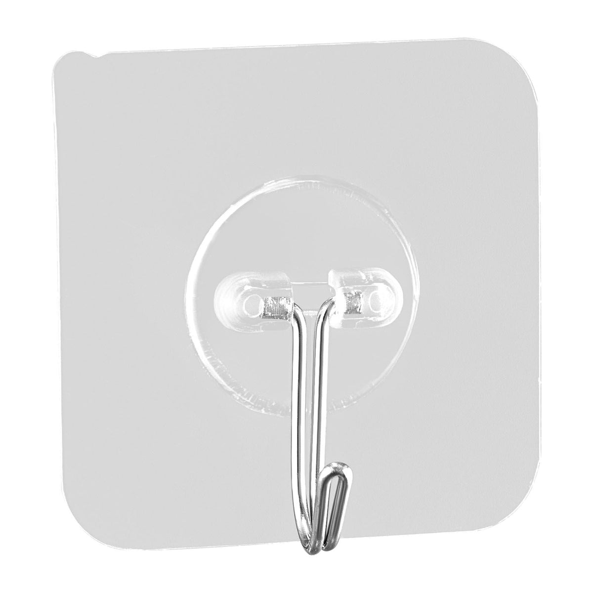 Adhesive Hooks, 12 Pack Self-Adhesive Towel Coat Hooks, Heavy-Duty Wall Hook Hold 15 lbs (Max), Stainless Steel Sticky Hanger, for Bathroom, Kitchen, Hanging Towel, Coat & Keys (Transparent)