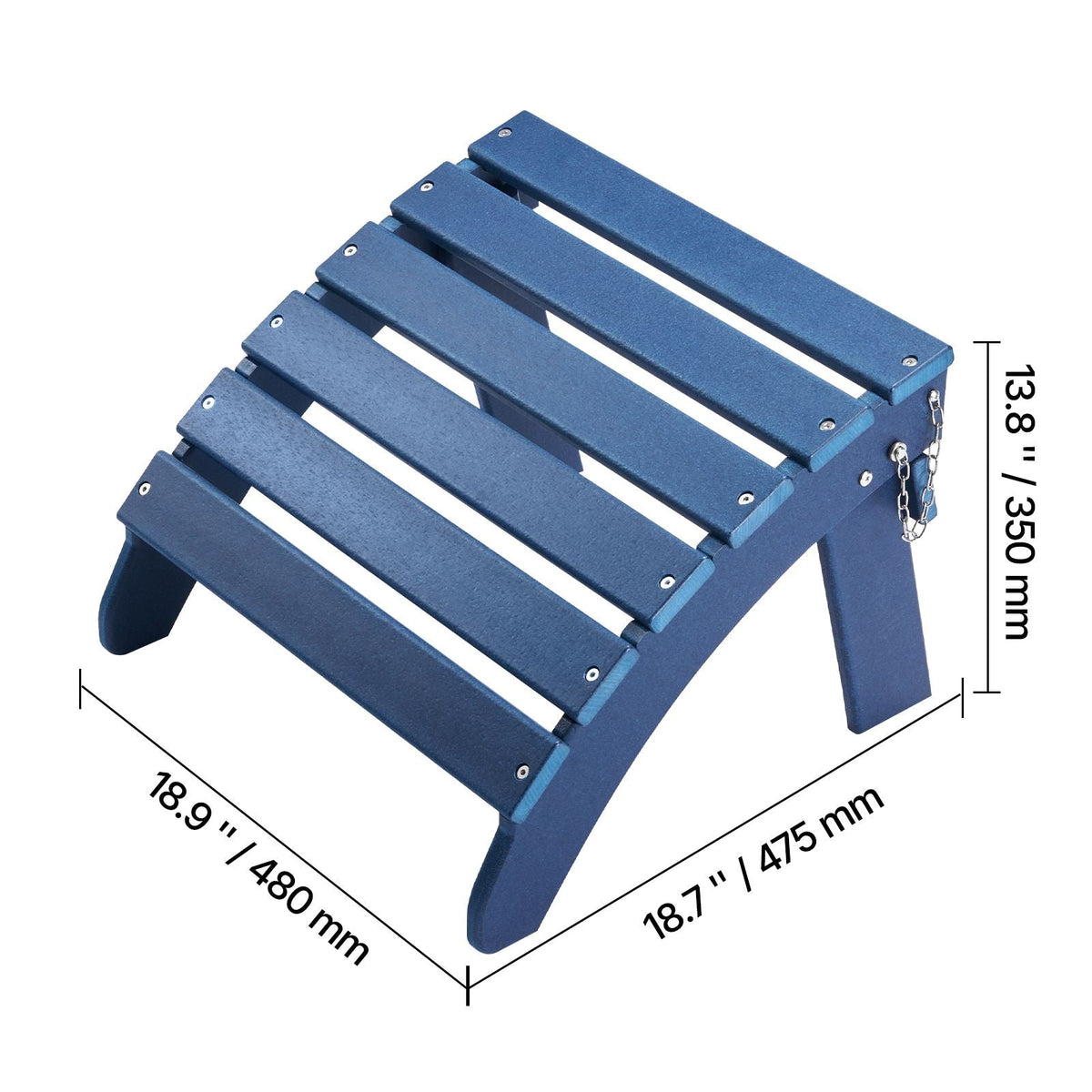 Adirondack Ottoman Set of 2, 18.7L x 18.9W x 13.8H Inch HDPE Plastic Folding Adirondack Ottoman, Weather-Resistant Foot Rest for Adirondack Chair, Used for Outside Porch Pool Lawn Backyard, Blue