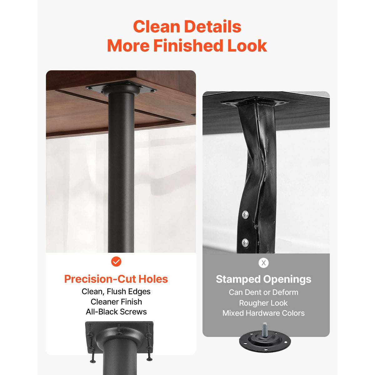 Adjustable Table Legs, 24-40 in Round Steel Furniture Legs, 1200 lbs Max Load Heavy Duty, Quick Installation, Ideal for Home Office Desk DIY, Coffee Dinner Bar Tables, Workbenches, 4 PCS, Black