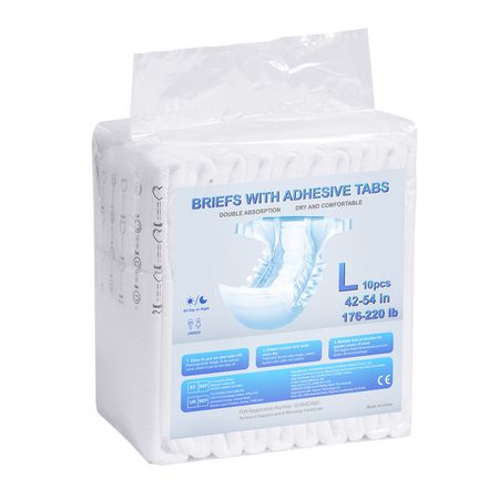 Adult Briefs with Tabs, Super Absorbent Incontinence Briefs for Men and Women, Disposable Adult Diapers with Leakproof 3D Surround Guard & Wetness Indicator - L Size, 40 Count (4 Packs of 10)