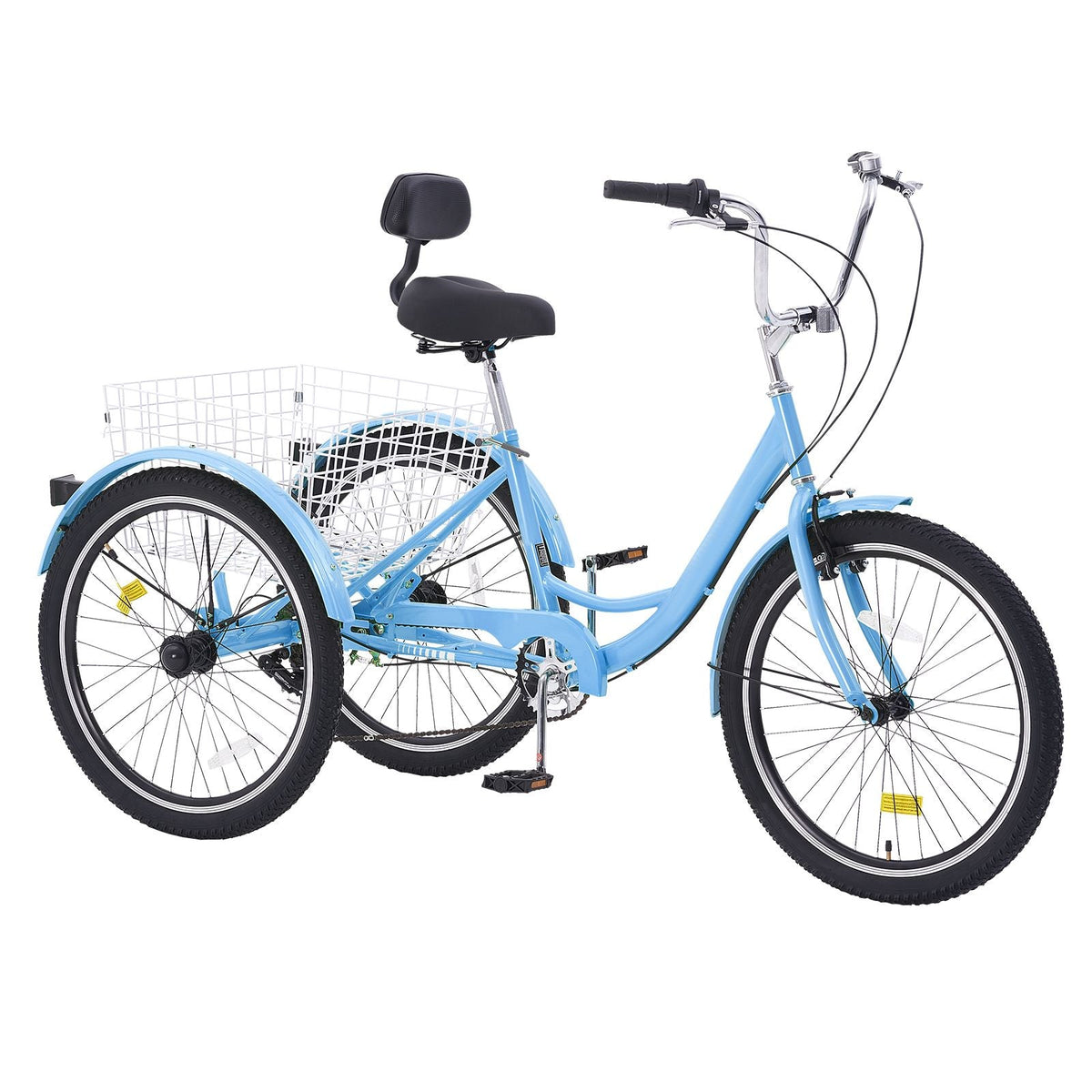Adult Tricycles Bike, 7 Speed Adult Trikes, 20 Inch Three-Wheeled Bicycles, Carbon Steel Cruiser Bike with Basket and Adjustable Seat, Picnic Shopping Tricycles for Seniors, Women, Men (Blue)