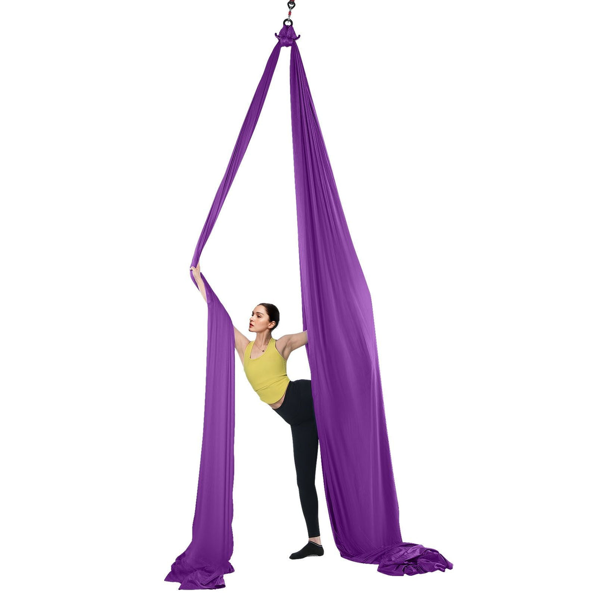 Aerial Silk & Yoga Swing, 8.7 Yards, Aerial Yoga Hammock Kit with 100gsm Nylon Fabric, Full Rigging Hardware & Easy Set-up Guide, Antigravity Flying for All Levels Fitness Bodybuilding, Purple