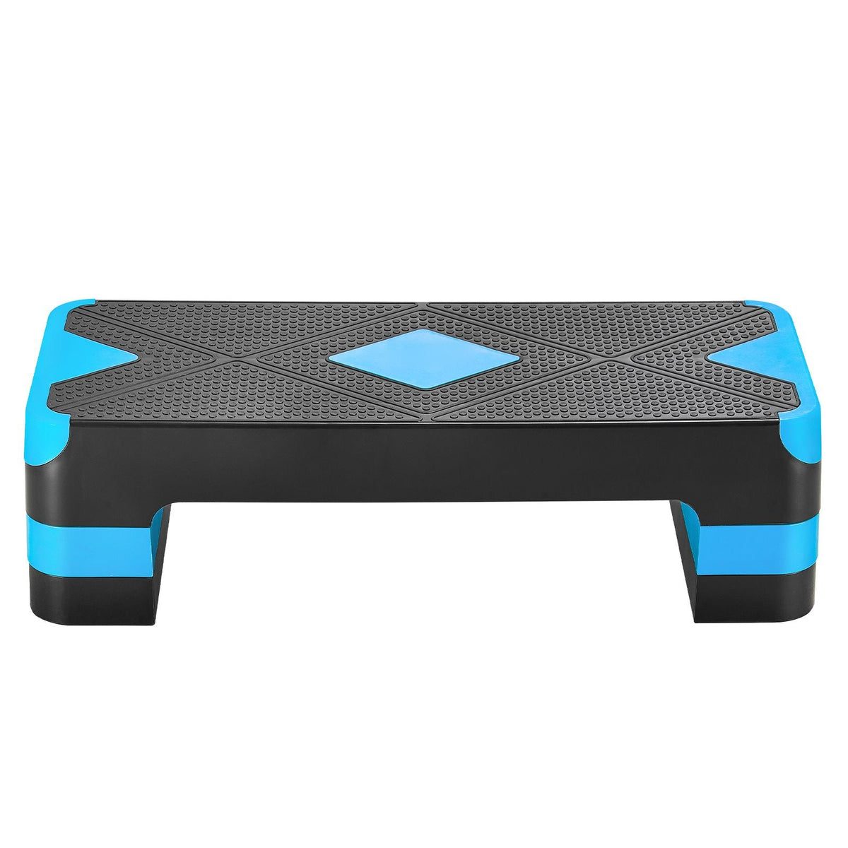 Aerobic Exercise Step Platform, 28-Inch Workout Aerobic Stepper, Height Adjustable Fitness Training Step Deck Trainer with 4 Risers, Non-Slip Surface Bench for Home Gym Cardio Strength, Blue